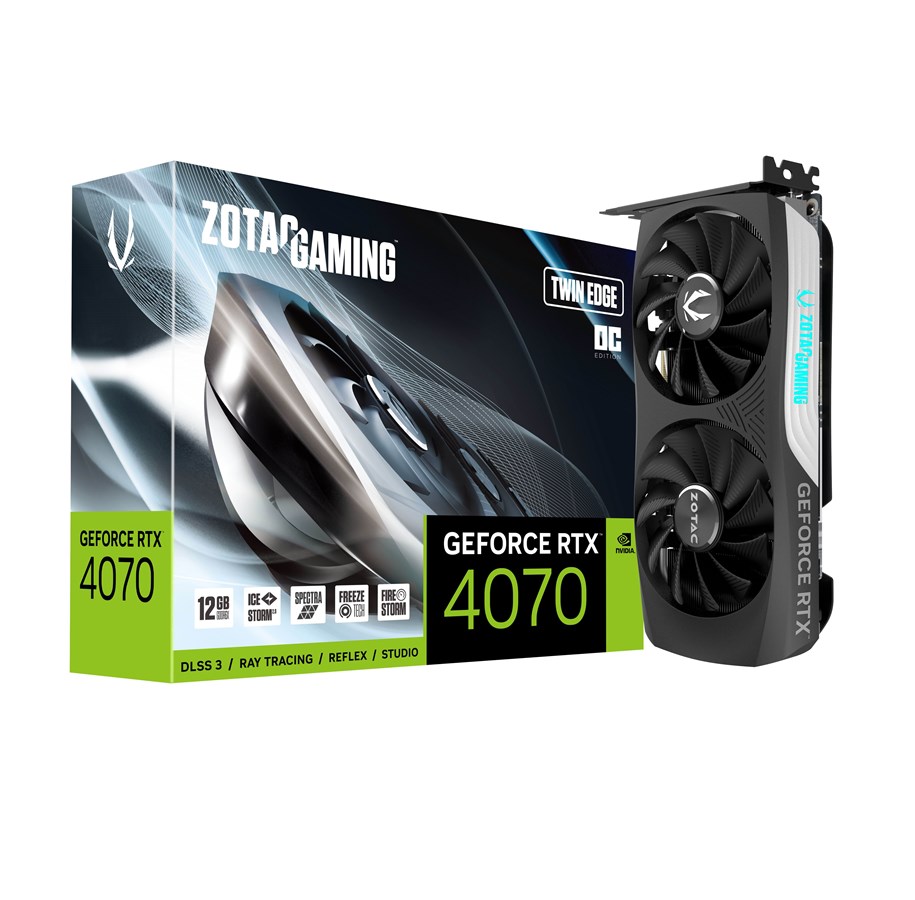 Näytönohjaimet - ZOTAC GeForce RTX 4070 Twin Edge OC - 12GB GDDR6X RAM - Näytönohjaimet - ZT-D40700H-10M