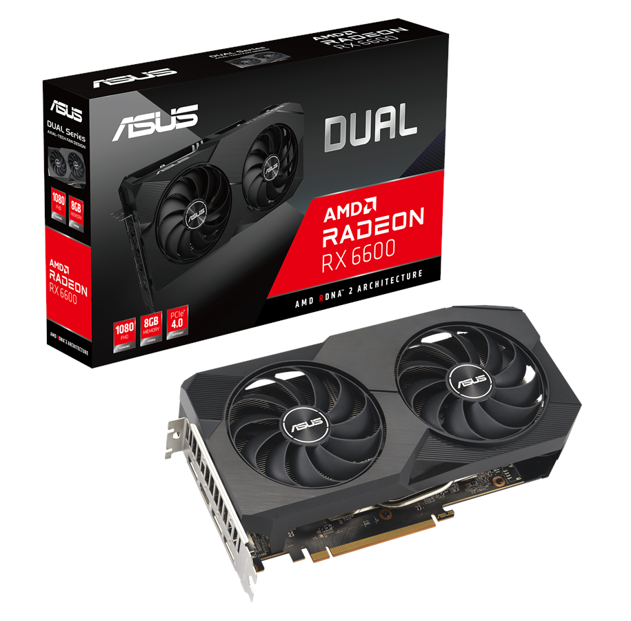 Näytönohjaimet - ASUS Radeon RX 6600 DUAL V2 - 8GB GDDR6 RAM - Näytönohjaimet - 90YV0GP2-M0NA00