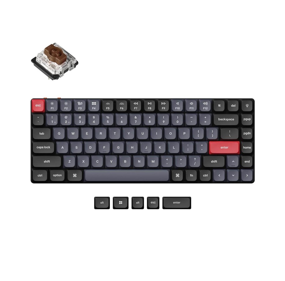 Näppäimistöt - Keychron K3 Pro QMK/VIA RGB Hot Swap - Gateron Low Profile Brown - Pelinäppäimistö - ilman numpadia - Pohjoismainen - Harmaa - K3P-H3