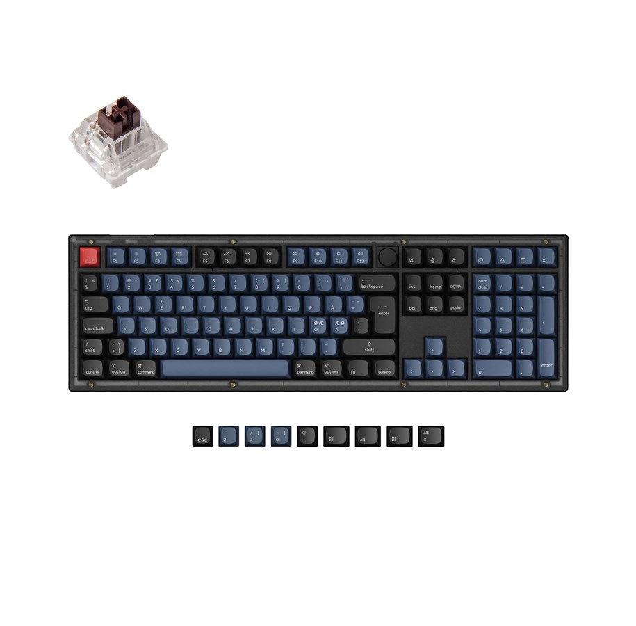Näppäimistöt - Keychron V6 QMK/VIA Knob - K Pro Brown - Pelinäppäimistö - Pohjoismainen - Musta - V6-C3-BO