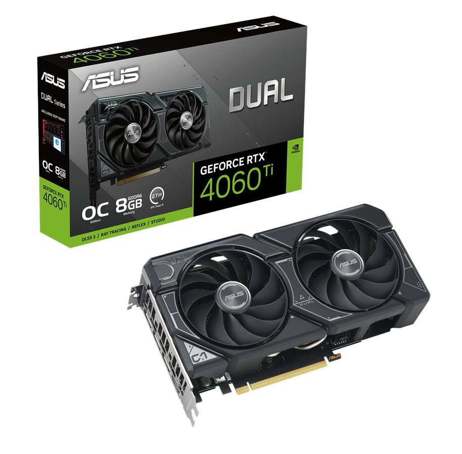 Näytönohjaimet - ASUS GeForce RTX 4060 Ti DUAL OC - 8GB GDDR6 RAM - Näytönohjaimet - 90YV0J40-M0NA00