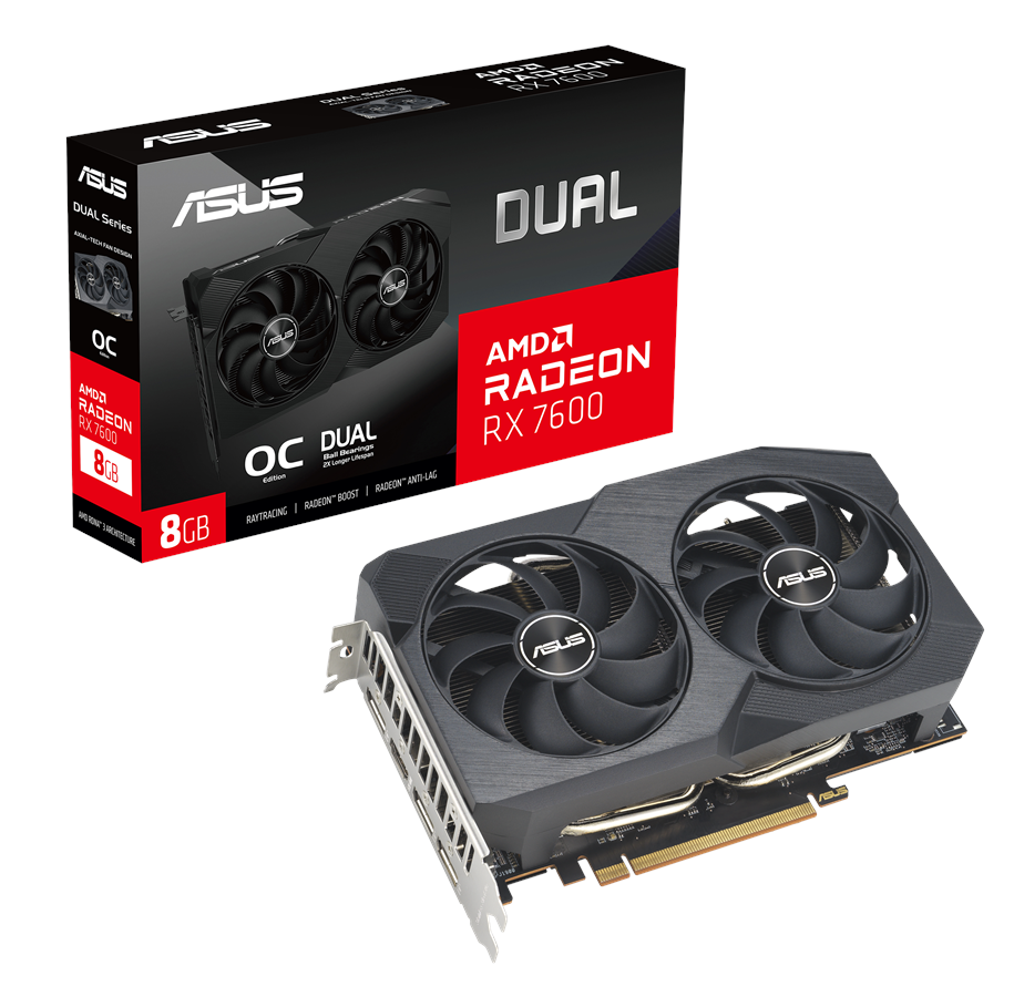 Näytönohjaimet - ASUS Radeon RX 7600 DUAL OC V2 - 8GB GDDR6 RAM - Näytönohjaimet - 90YV0IH2-M0NA00