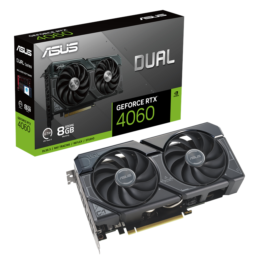 Näytönohjaimet - ASUS GeForce RTX 4060 DUAL - 8GB GDDR6 RAM - Näytönohjaimet - 90YV0JC1-M0NA00