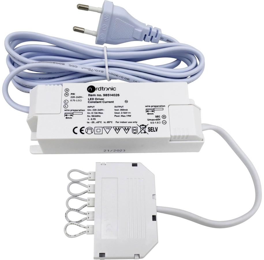 Ohjaimet, Kelat & Muuntajat - Nordtronic LED driver not dimmable 1-19W 350mA - 98514026