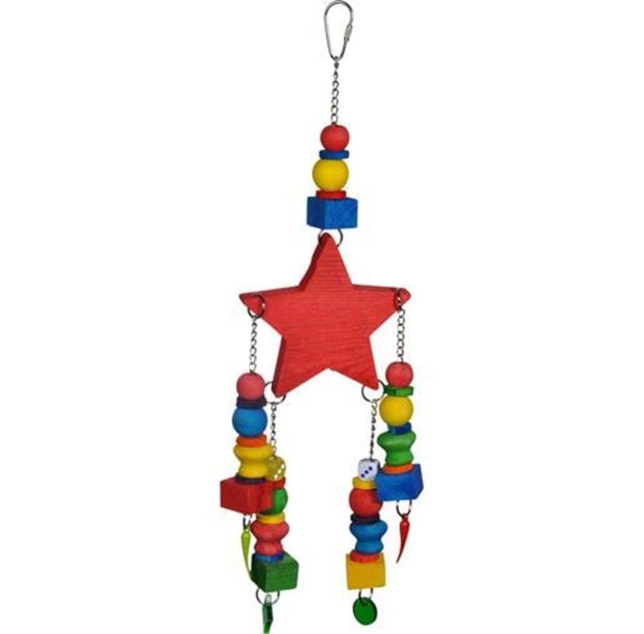 Perches, swings and play stands - VADIGRAN Bird Toy Red Star multi color 40cm - FF14056