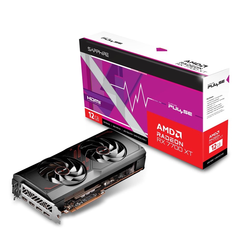 Näytönohjaimet - Sapphire Radeon RX 7700 XT Pulse - 12GB GDDR6 RAM - Näytönohjaimet - 11335-04-20G