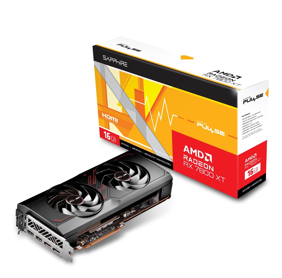 Näytönohjaimet - Sapphire Radeon RX 7800 XT Pulse - 16GB GDDR6 RAM - Näytönohjaimet - 11330-02-20G