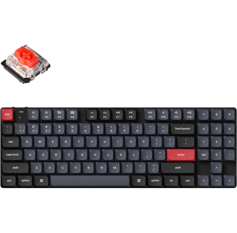 Näppäimistöt - Keychron K13 Pro QMK/VIA Wireless RGB Aluminium 80% Hot swap Gateron Low Profile Red - ND - Pelinäppäimistö - ilman numpadia - Pohjoismainen - Musta - K13P-H1