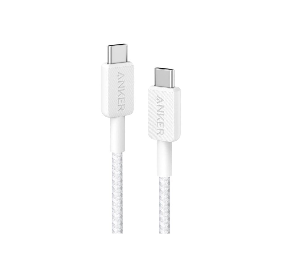 USB kaapelit - Anker 322 USB-C to USB-C Braided cable - 0.9m - White - A81F5H21