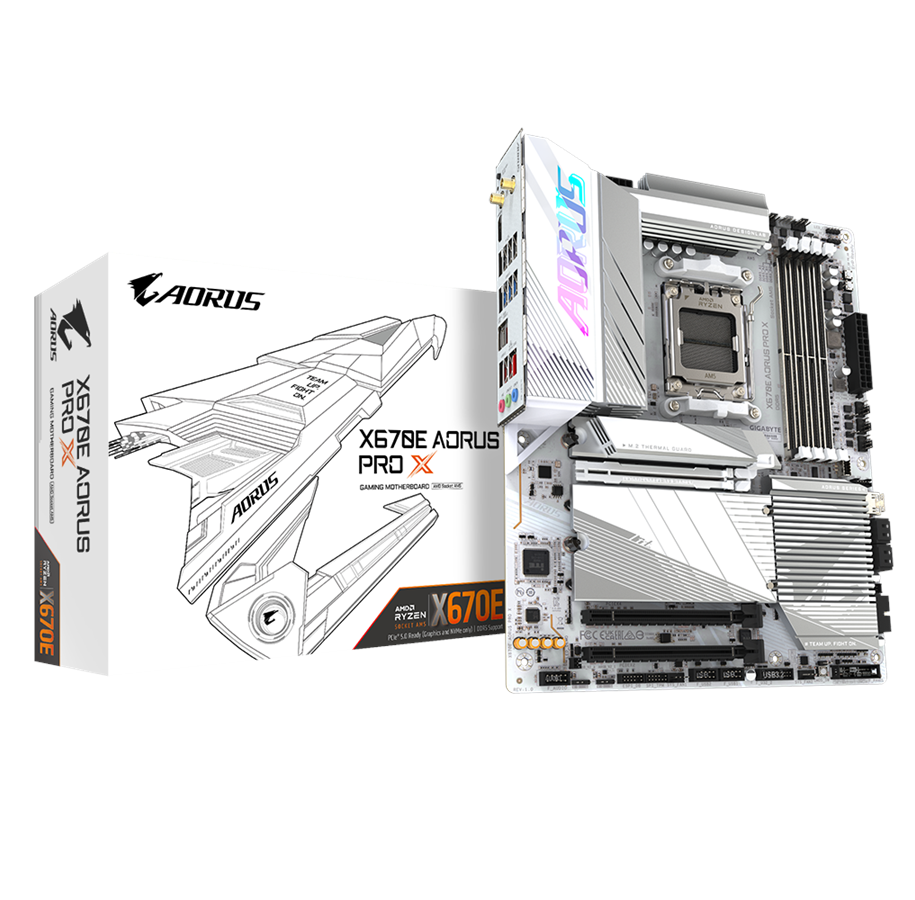 Emolevy - GIGABYTE X670E AORUS PRO X Emolevy - AMD X670E - AMD AM5 - DDR5 RAM - ATX *DEMO* - X670E AORUS PRO X