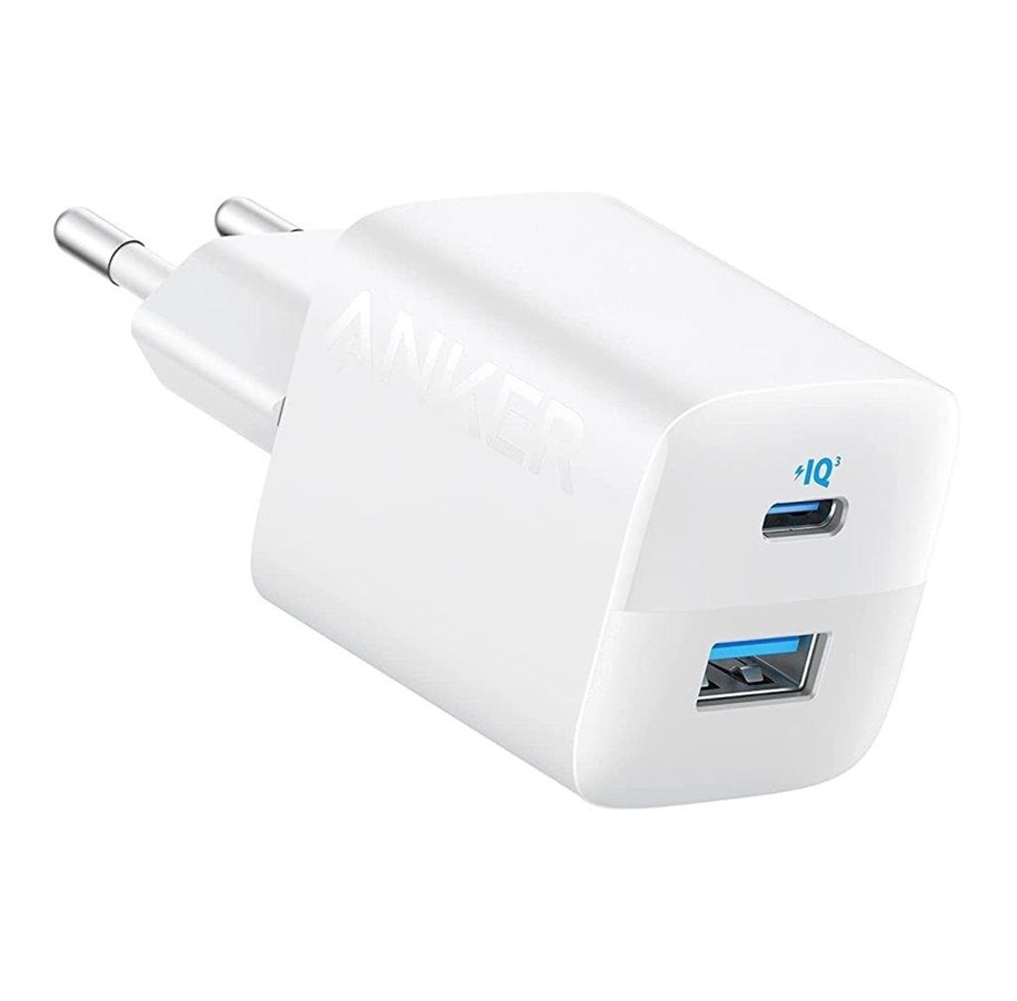 Puhelin - Adapterit & Laturit - Anker 323 Charger 33W 1x USB-A 1x USB-C Power Adapter - White - A2331G21