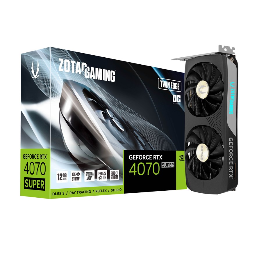 Näytönohjaimet - ZOTAC GeForce RTX 4070 SUPER Twin Edge OC - 12GB GDDR6X RAM - Näytönohjaimet - ZT-D40720H-10M