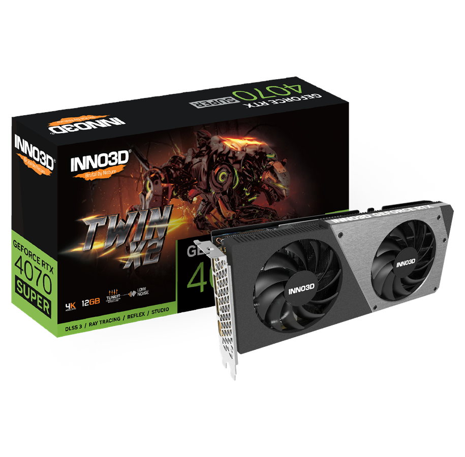 Näytönohjaimet - Inno3D GeForce RTX 4070 SUPER Twin X2 - 12GB GDDR6X RAM - Näytönohjaimet - N407S2-126X-186162N