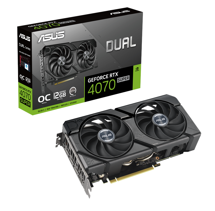 Näytönohjaimet - ASUS GeForce RTX 4070 SUPER DUAL EVO OC - 12GB GDDR6X RAM - Näytönohjaimet - 90YV0KC0-M0NA00