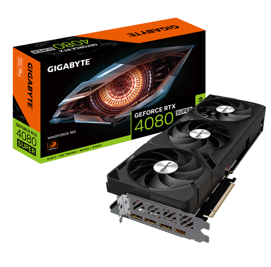 Näytönohjaimet - GIGABYTE GeForce RTX 4080 SUPER WindForce 3 V2 - 16GB GDDR6X RAM - Näytönohjaimet - GV-N408SWF3V2-16GD