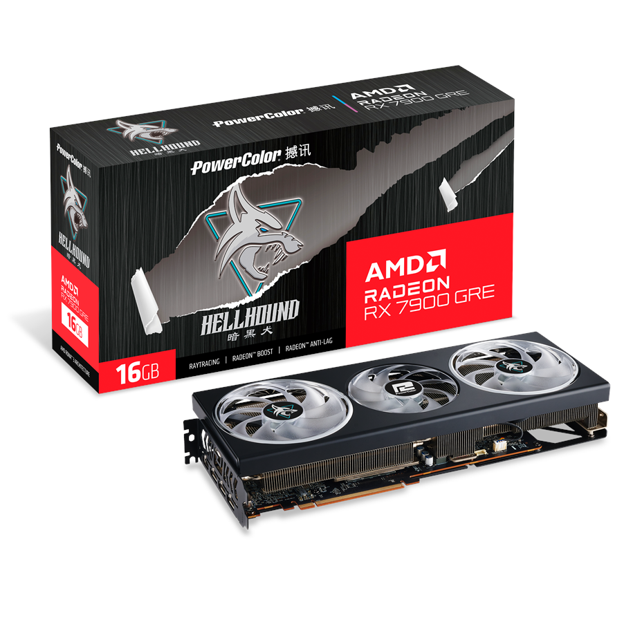 Näytönohjaimet - PowerColor Radeon RX 7900 GRE Hellhound OC - 16GB GDDR6 RAM - Näytönohjaimet - RX7900GRE 16G-L/OC