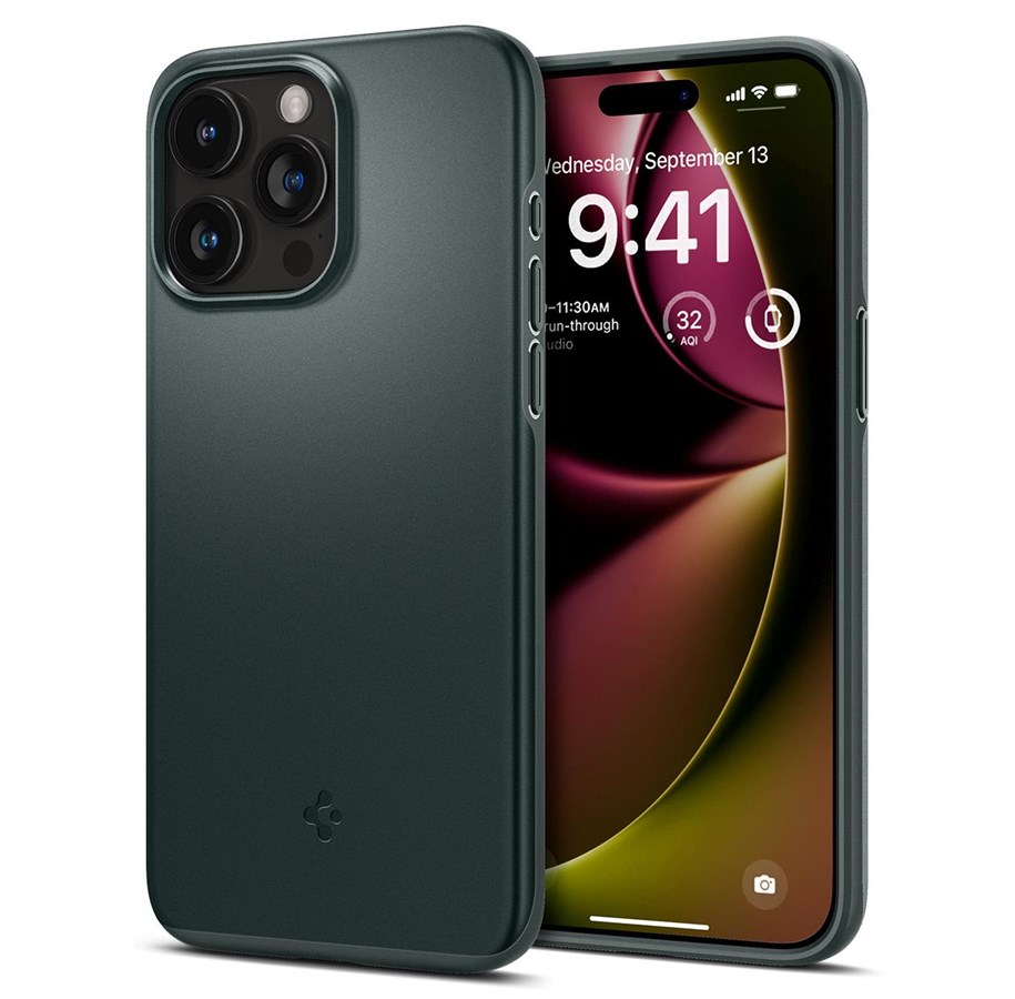 Puhelin - Kannet ja kotelot - Spigen Thin Fit - abyss green - iPhone 15 Pro Max - ACS06548