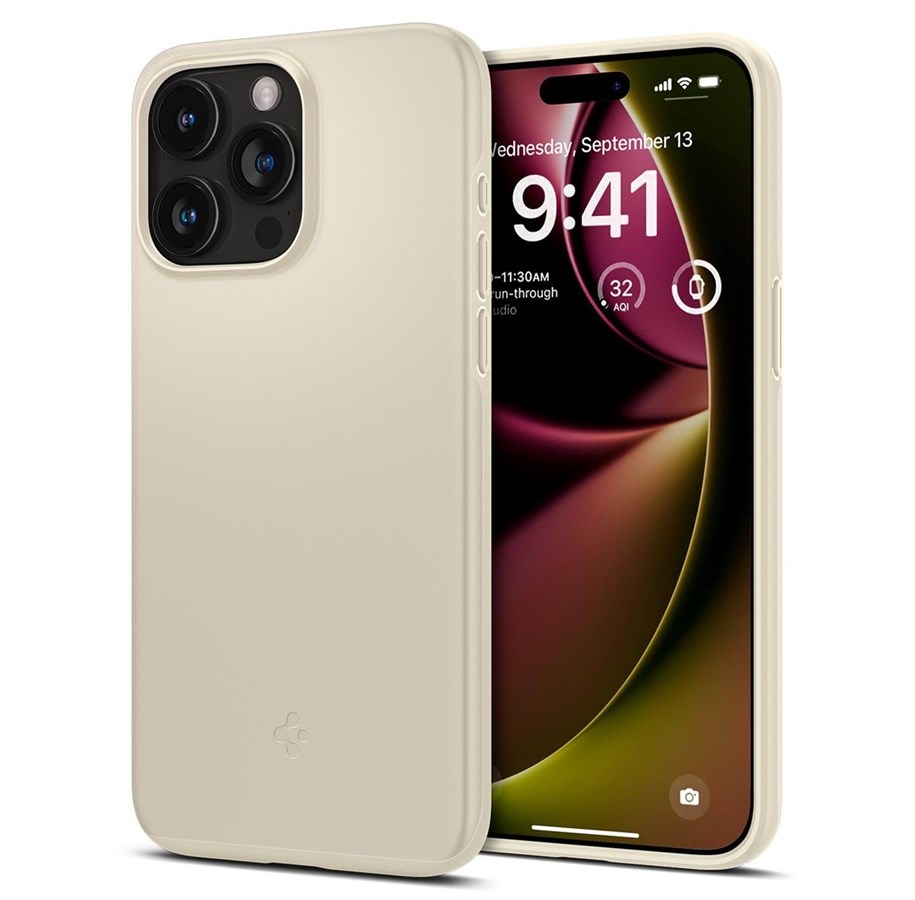 Puhelin - Kannet ja kotelot - Spigen Thin Fit - mute beige - iPhone 15 Pro Max - ACS06551