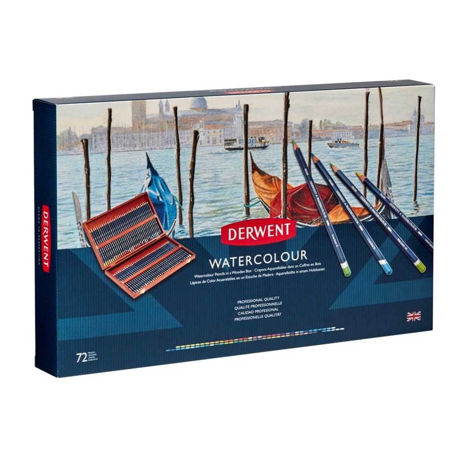 Kirjoitus- ja piirustustarvikkeet - Derwent Watercolour Pencils 72 Wooden Box - 32891