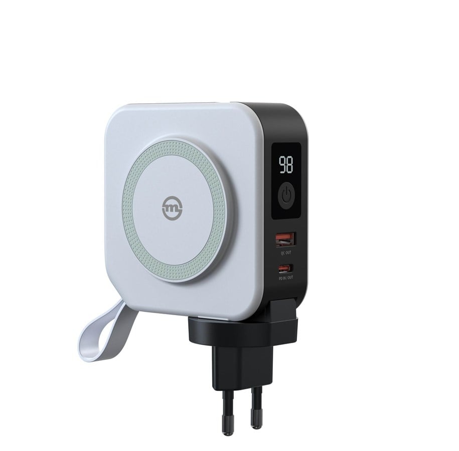 Powerbank - Mobile Origin Powerbank and Travel Charger - Lightning and USB-C cable Powerbank - Valkoinen - 10000 mAh - PBT-02L-WHT