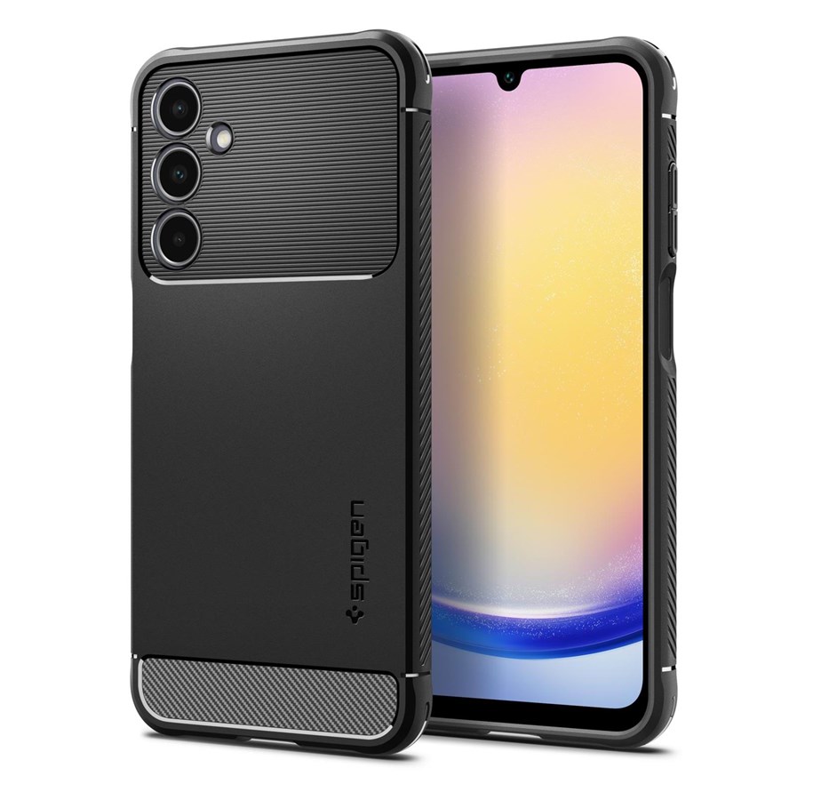 Puhelin - Kannet ja kotelot - Spigen Rugged Armor - matte black - Samsung Galaxy A25 5G - ACS06831