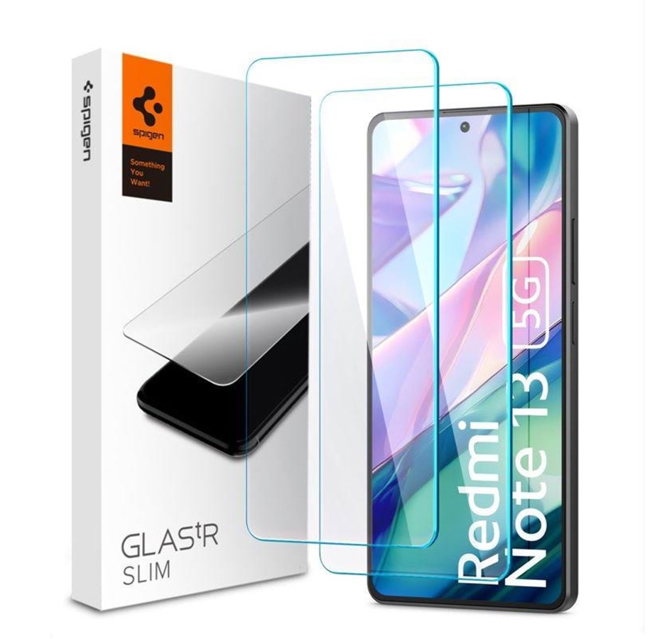 Puhelintarvikkeet - Näytönsuojat - Spigen Glass tR Slim 2 Pack - Xiaomi Redmi Note 13 5G - AGL08294