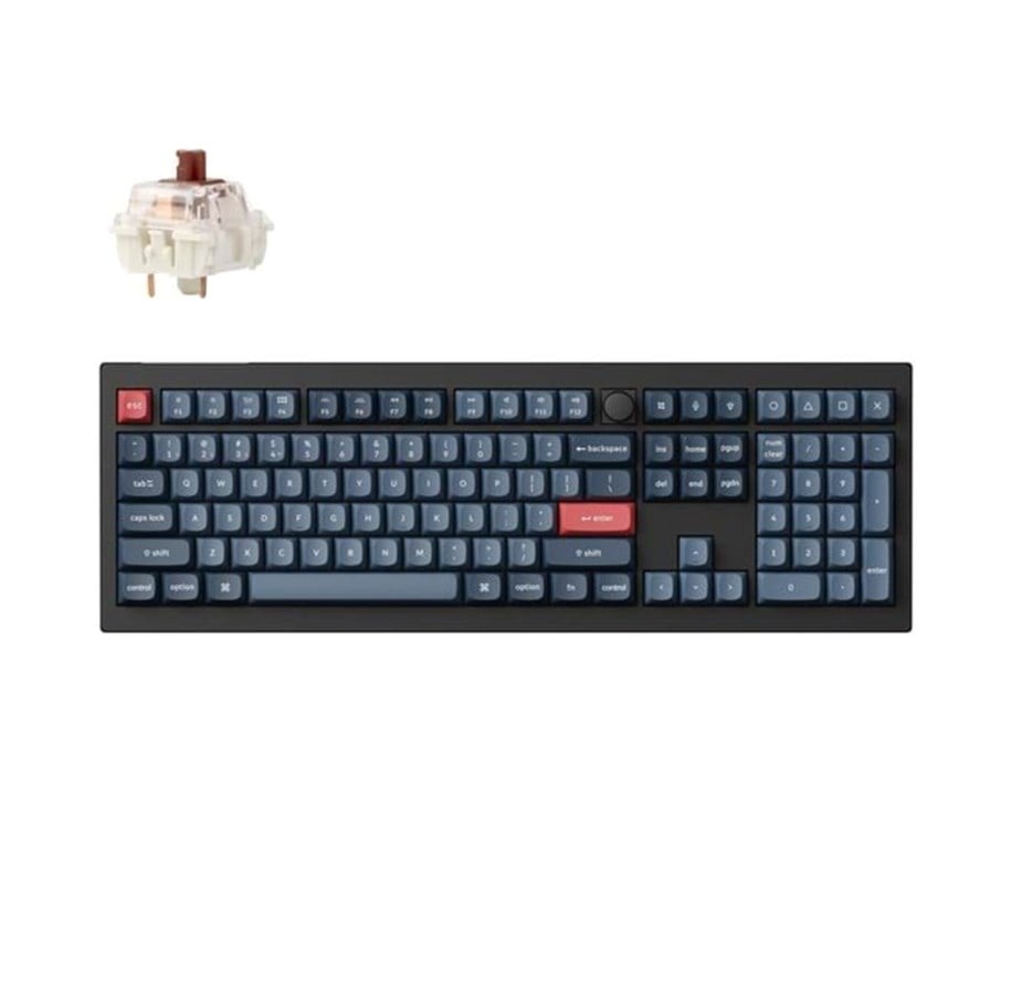 Näppäimistöt - Keychron V6 MAX QMK/VIA Wireless RGB Hot Swap Jupiter Brown - Carbon Black - Pelinäppäimistö - Pohjoismainen - Musta - V6M-D3-BO