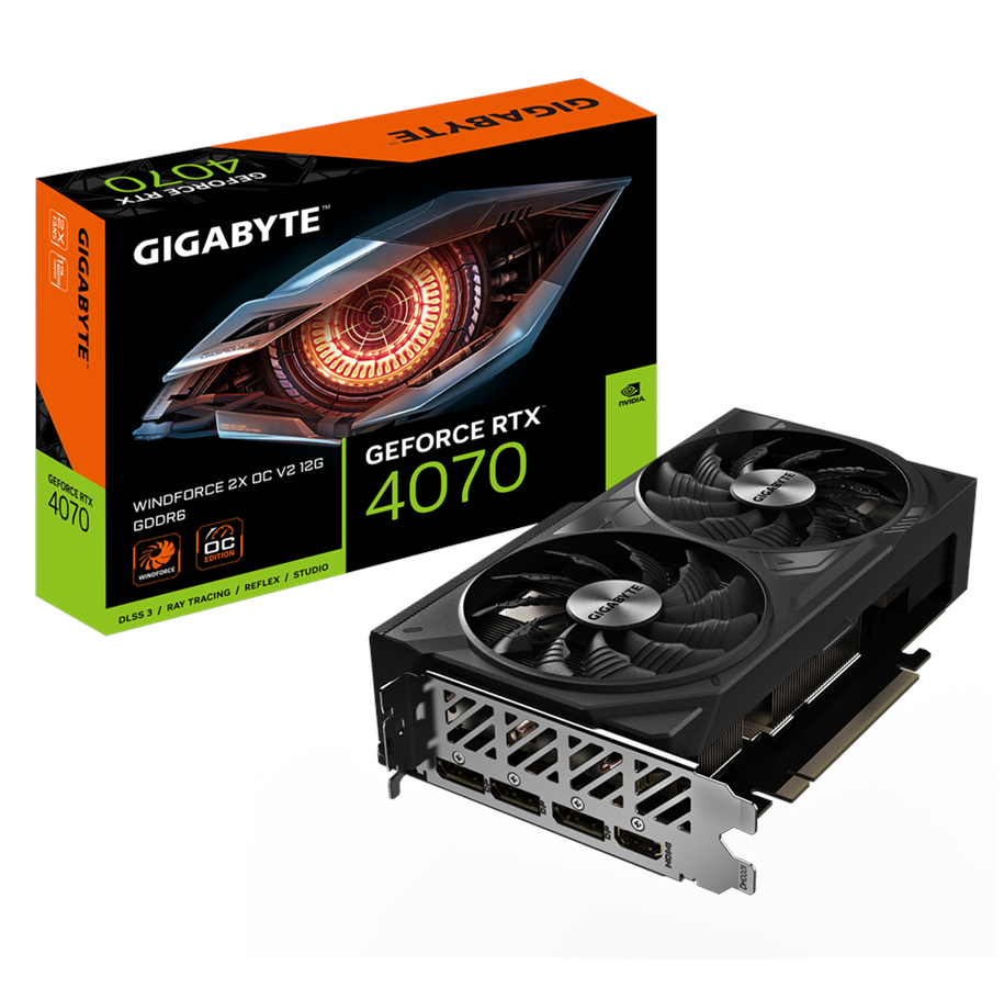 Näytönohjaimet - GIGABYTE GeForce RTX 4070 WindForce 2 V2 OC - 12GB GDDR6 RAM - Näytönohjaimet - GV-N4070WF2OCV2-12GD