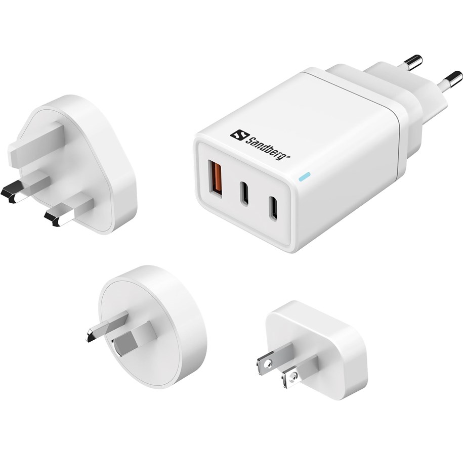 Puhelin - Adapterit & Laturit - Sandberg 3in1 TravelCharger 65W - 441-59