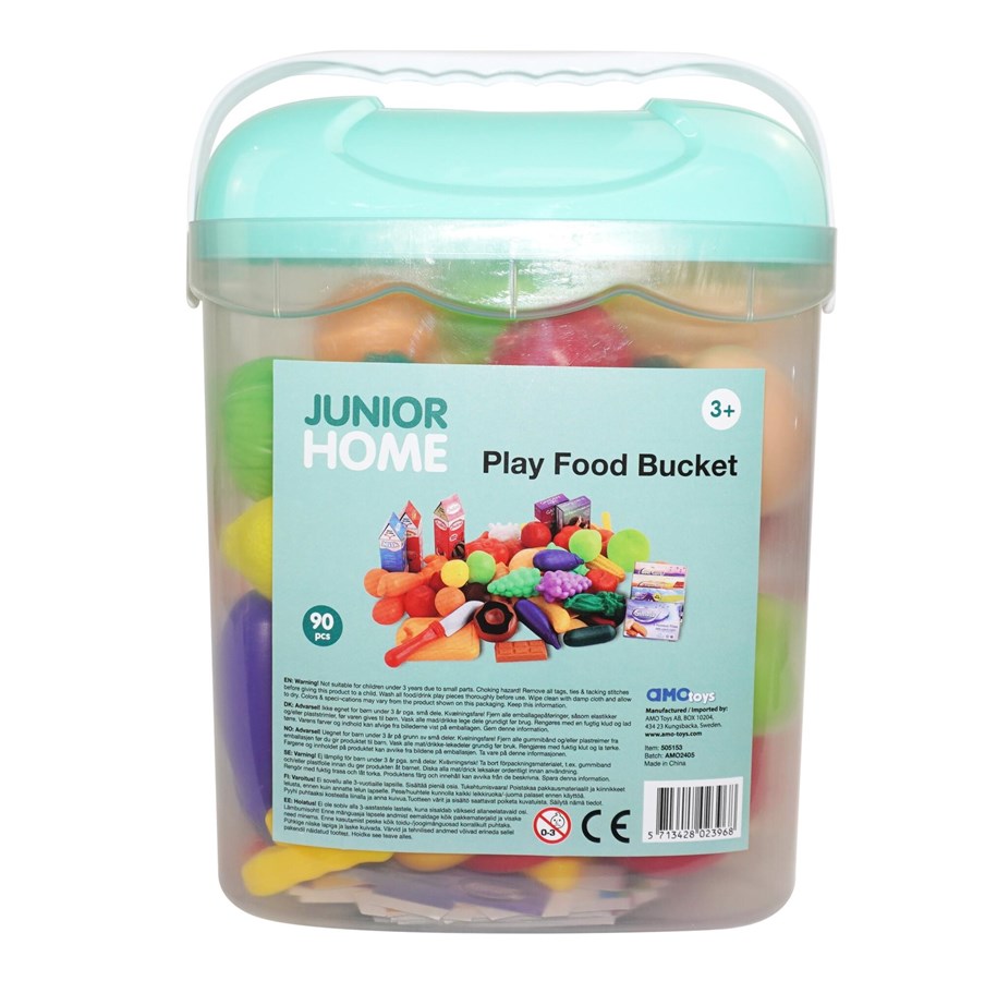 Leikkikeittiöt ja tarvikkeet - Junior Home Play Food Bucket 90 pcs - 505153
