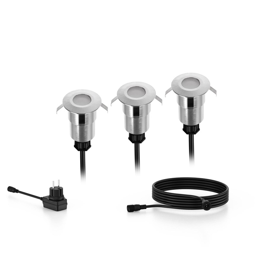 Valaisimet - Philips Spore ground spotlights 1W 2700K silver 3-pack - 929004072701