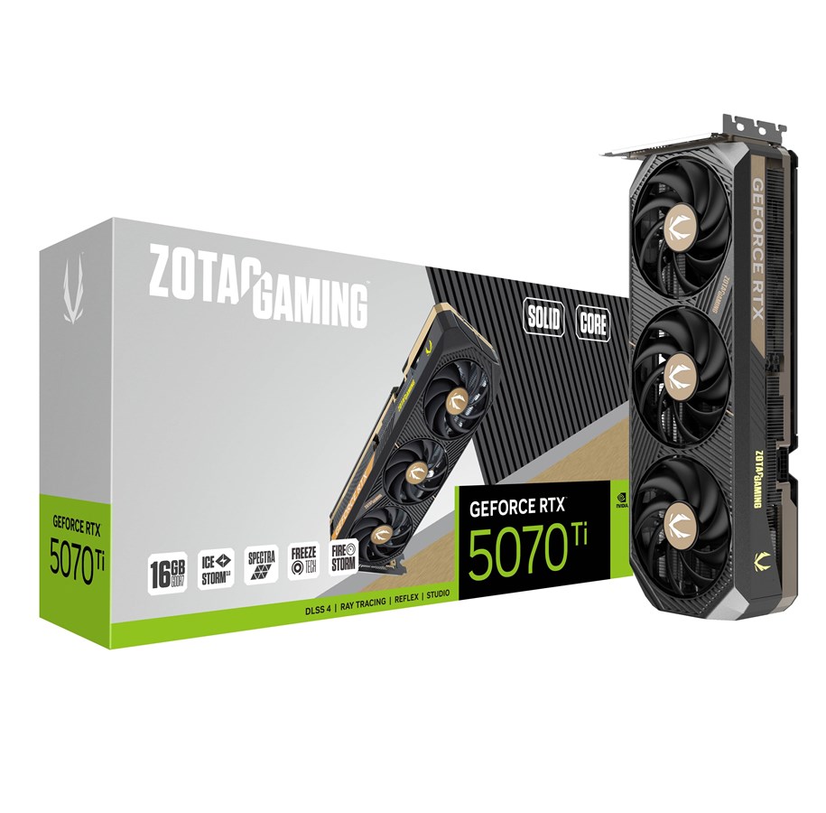 Näytönohjaimet - ZOTAC GeForce RTX 5070 Ti Solid Core - 16GB GDDR7 RAM - Näytönohjaimet - ZT-B50710D2-10P