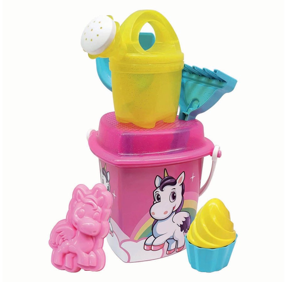 Ulkoleikit - Androni Bucket Beach Set Unicorn 8pcs. - 1340-0UNI