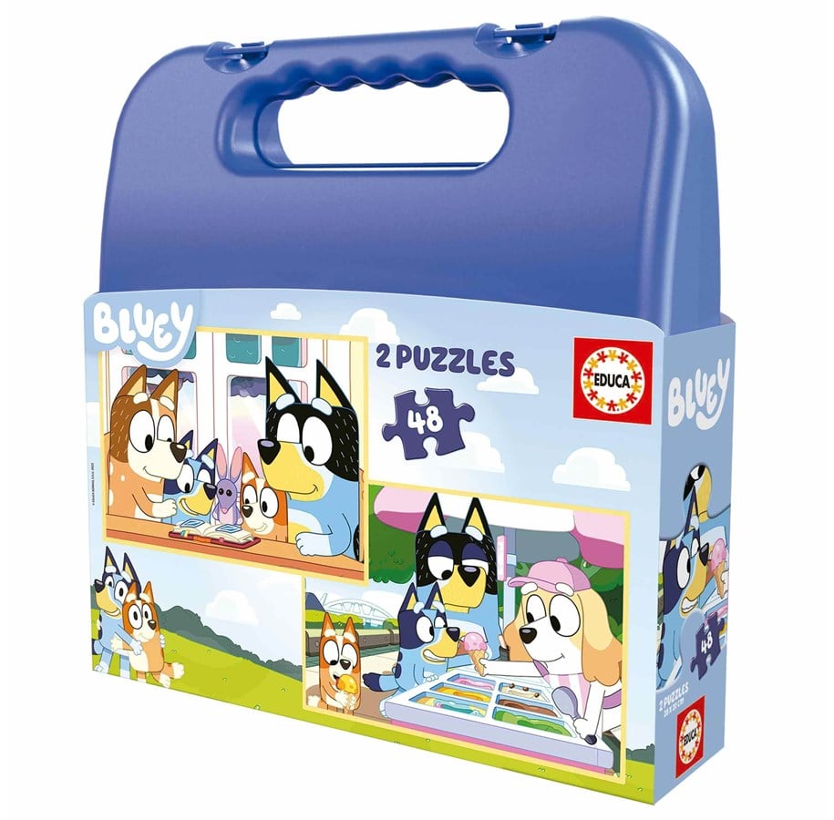 Palapelit - Educa Puzzle Suitcase 2x48 - Bluey - 80-19831