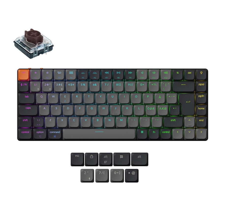 Näppäimistöt - Keychron K3 v3 RGB QMK Wireless Hot Swap QMK - Low Profile 2.0 Brown - Pelinäppäimistö - ilman numpadia - Pohjoismainen - Musta - K3X-H3Z-BO