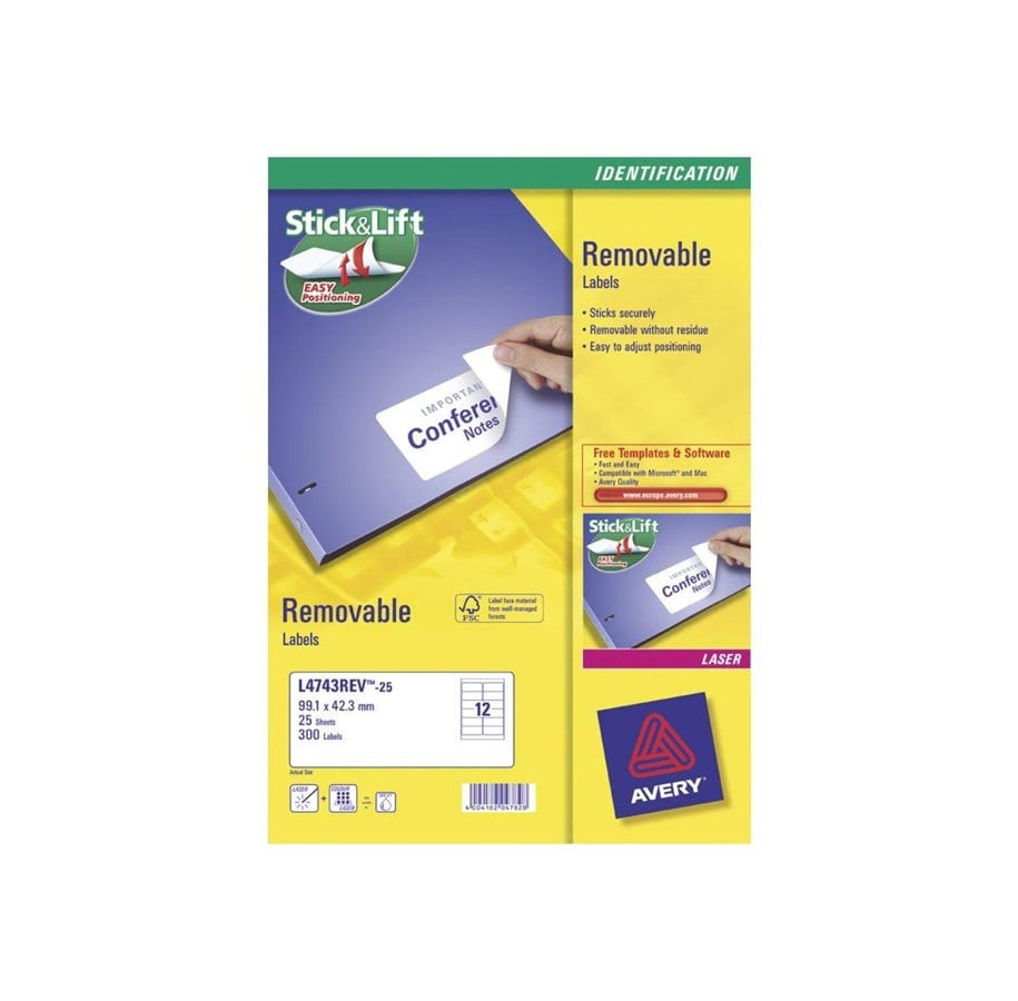 Paperit, valokuvapaperit ja tarrat - Avery L4745REV - labels - 200 pcs. - 63.5 x 96 mm - L4745REV-25