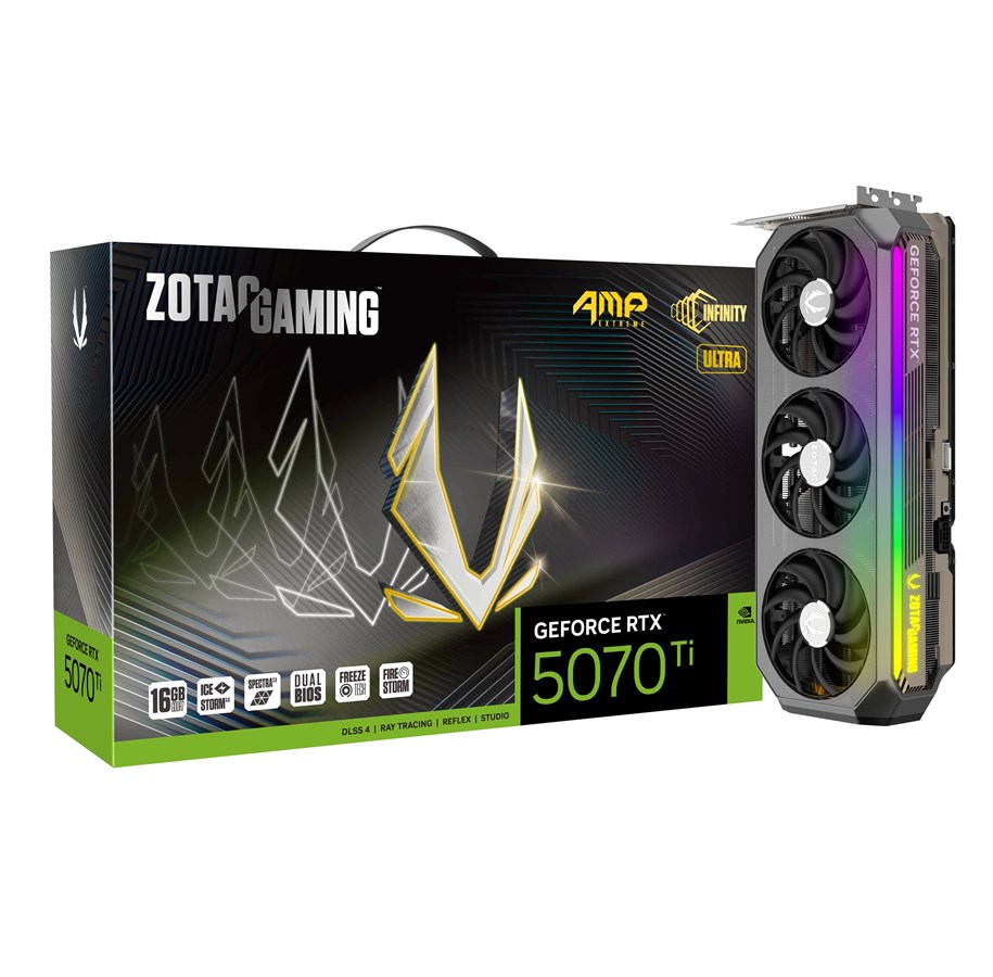Näytönohjaimet - ZOTAC GeForce RTX 5070 Ti AMP Extreme Ultra - 16GB GDDR7 RAM - Näytönohjaimet - ZT-B50710BU-10P