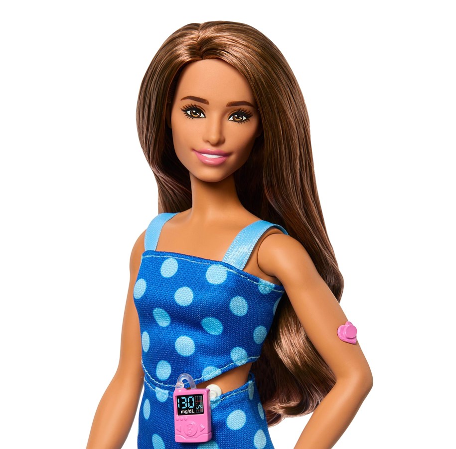 Barbie Fashionistas Doll #242 With Type 1 Diabetes (2025) - Polka Dot Outfit, Inclusive Mattel Doll