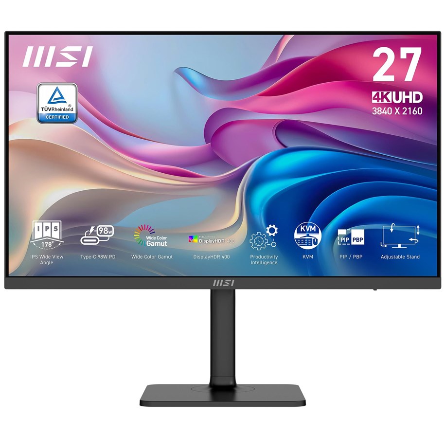 Näyttö - 27" MSI Modern MD272UPHG - 3840x2160 (4K) - 60Hz - IPS - 98W USB-C - KVM switch - Modern MD272UPHG