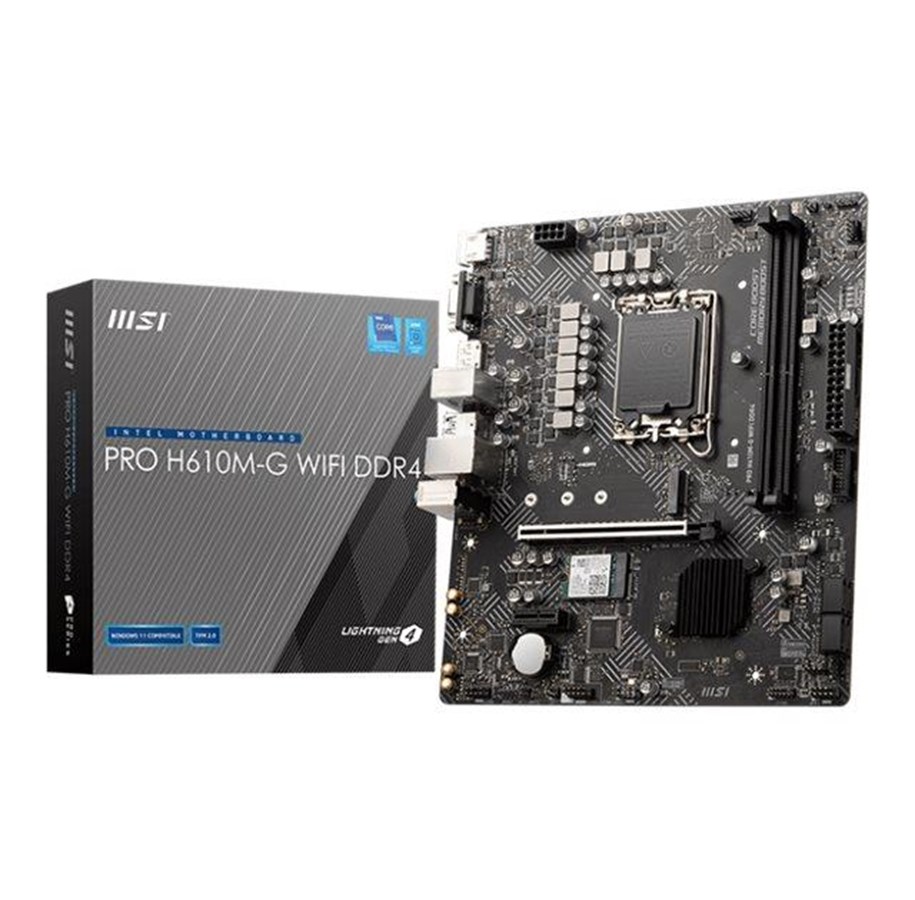 Emolevy - MSI PRO H610M-G WIFI DDR4 Emolevy - Intel H610 - Intel LGA1700 - DDR4 RAM - Micro-ATX - PRO H610M-G WIFI DDR4