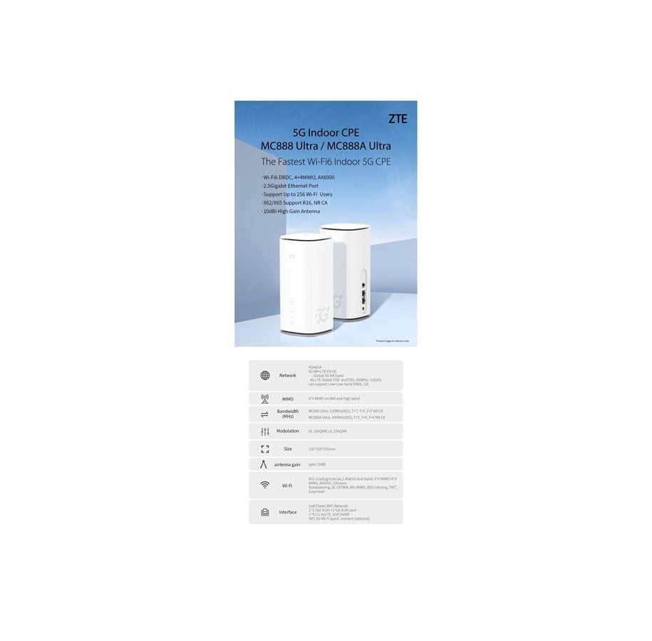 Reitittimet  - ZTE MC888 ULTRA - wireless router - Wi-Fi 6 - 4G 5G - desktop - Wireless router Wi-Fi 6 - MC888 Ultra