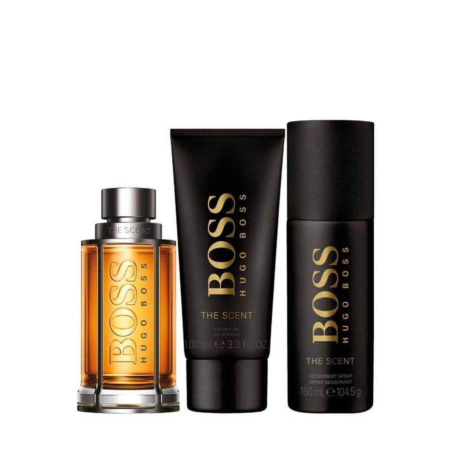Lahjapakkaus - Hugo Boss The Scent EDT 100 ml + Deo Spray 150 ml + Showergel 100 ml - Giftset - 3616305439543