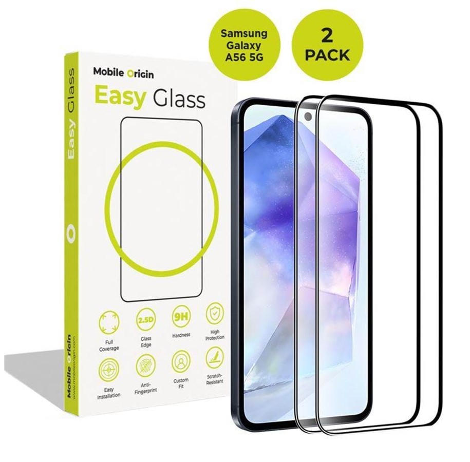 Puhelintarvikkeet - Näytönsuojat - Mobile Origin EasyGlass Samsung Galaxy A56 5G - 2 pack - FRL-EG-A565G-2pk