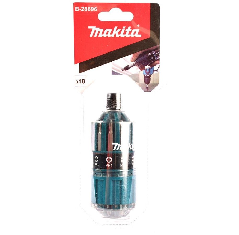 Käsityökalut  - Makita Screwdriver + Bitset 18 Pcs - B-28896