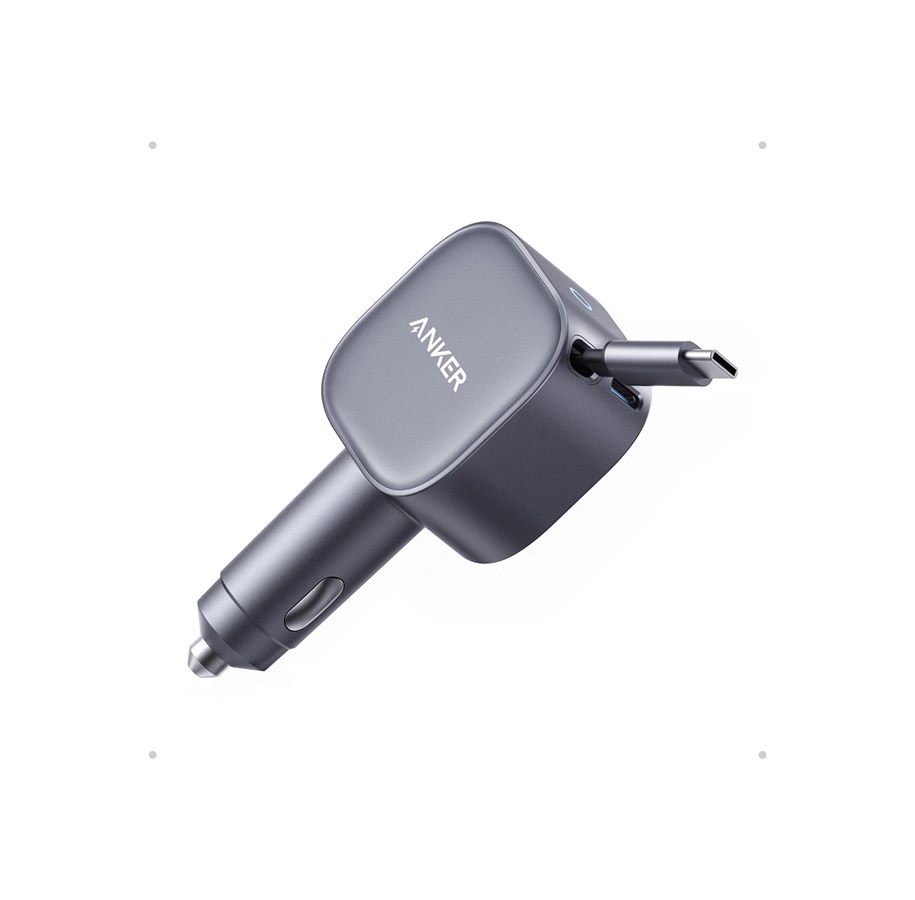Puhelin - Adapterit & Laturit - Anker Nano Car Charger 75W USB-C Port Built-In Retractable Cable - A2738HA1