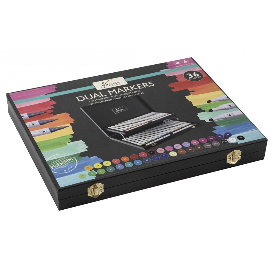 Harrastustarvikkeet - Creative Craft Group Thick/thin markers - wooden box - AR0115/22GE