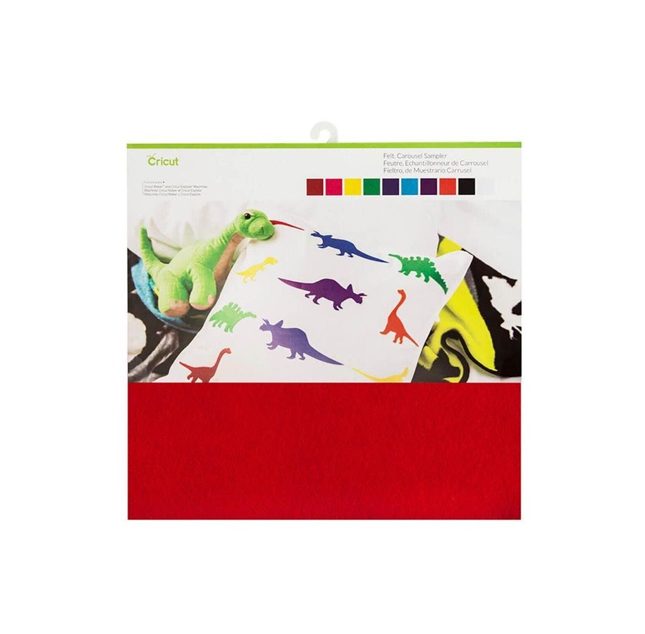 Tarratulostin - Cricut - craft material - 305 x 305 mm - 10 sheets - red pink yellow green blue turquoise orange black white - felt - 2003830