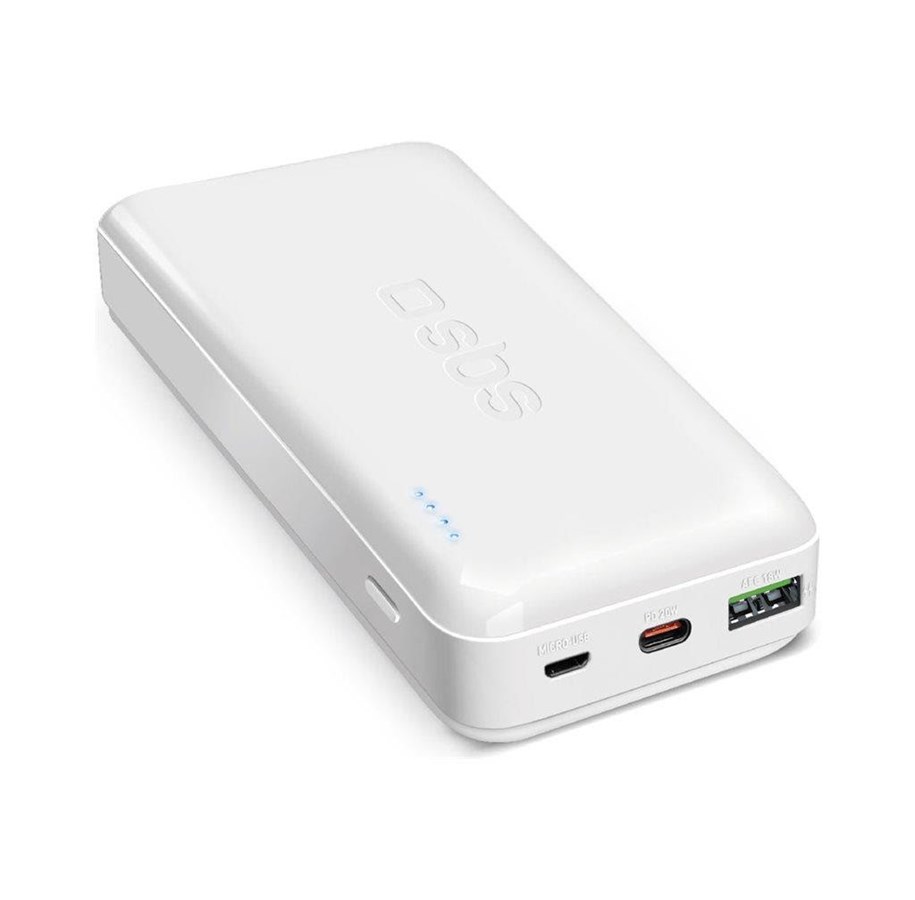 Powerbank - SBS TTBB20000PD20W 20000 mAh 20W Power Delivery with MicroUSB USB-C USB-A - white - 20000 mAh - TTBB20000PD20W