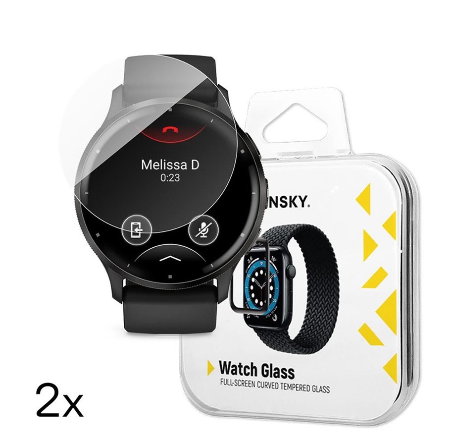 Puhelintarvikkeet - Näytönsuojat - Wozinsky Full Glue Tempered Glass for Garmin Venu 3 45mm (2 pcs) - 5907769366253