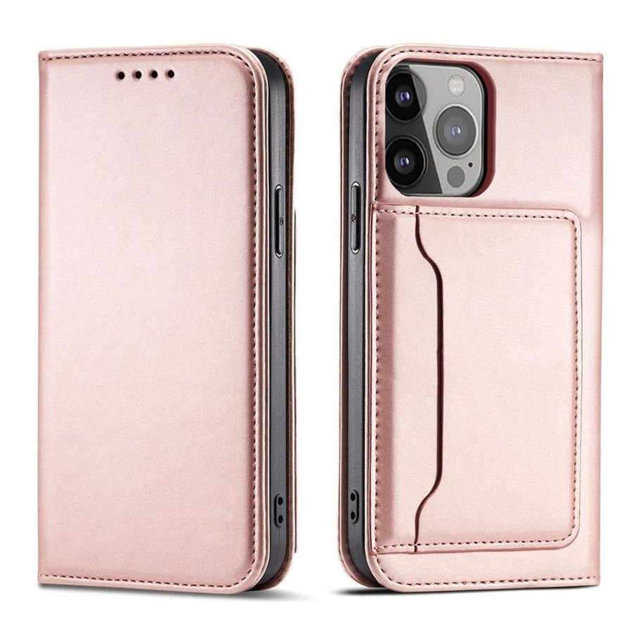 Puhelin - Kannet ja kotelot - Hurtel Magnet Card Case for Samsung Galaxy S23 Ultra Cover with Flip Wallet Stand Pink - 9145576271148